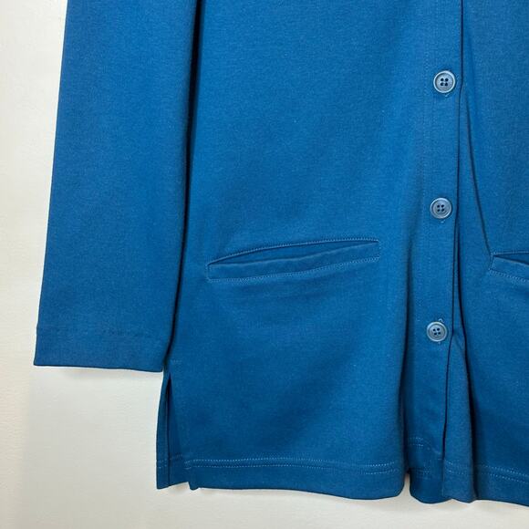 Lands' End Blue Button Up Cardigan & Matching Skirt Set Womens Petite Size MP - Picture 2 of 11